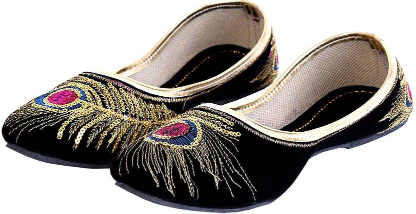 Halowishes Women Golden Sequins Zari Work Design Ballerina
