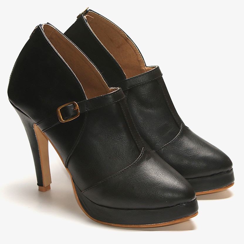 Black pencil heel boots clearance
