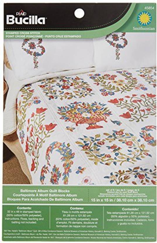 Bucilla Stamped Cross Stitch Quilt Blocks 15 X 15Inch , 45854
