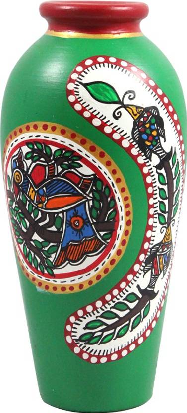 India Meets India Warli Painting Flower Pot Or Vase Terracotta