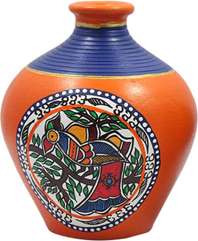 India Meets India Warli Painting Flower Pot Or Vase Terracotta