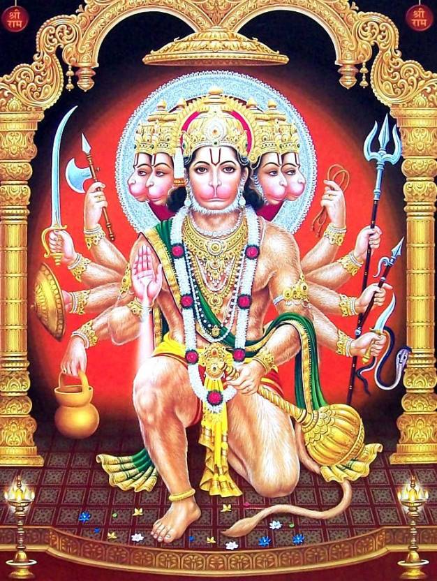 GODS LORD PANCHMUKHI HANUMAN ON FINE ART PAPER HD QUALITY WALLPAPER ...