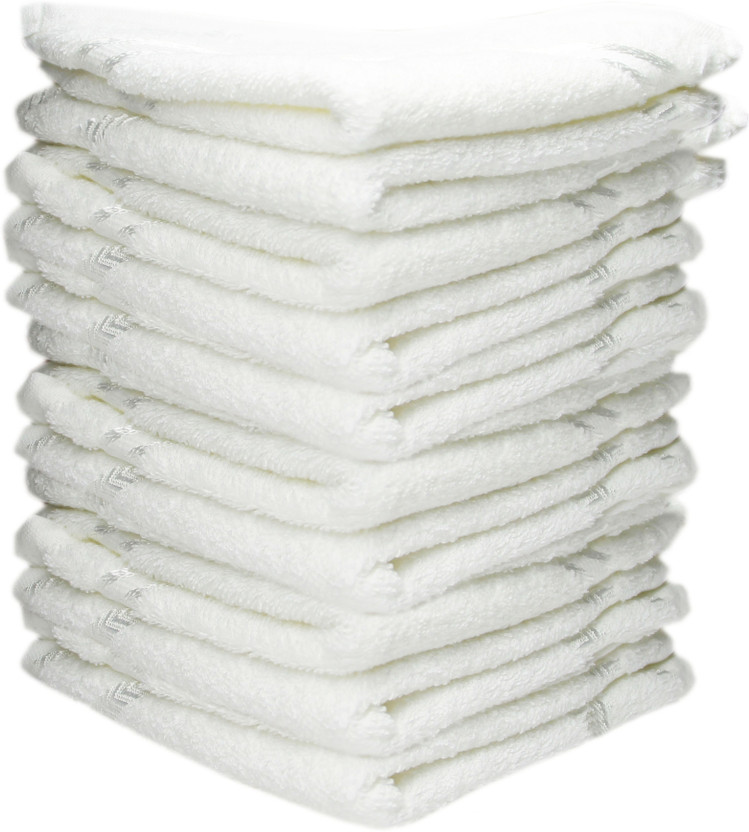 K.S. K.S. Collection Solid White Cotton 300 GSM Face Towel Set(Pack of 10) - Flipkart Deal