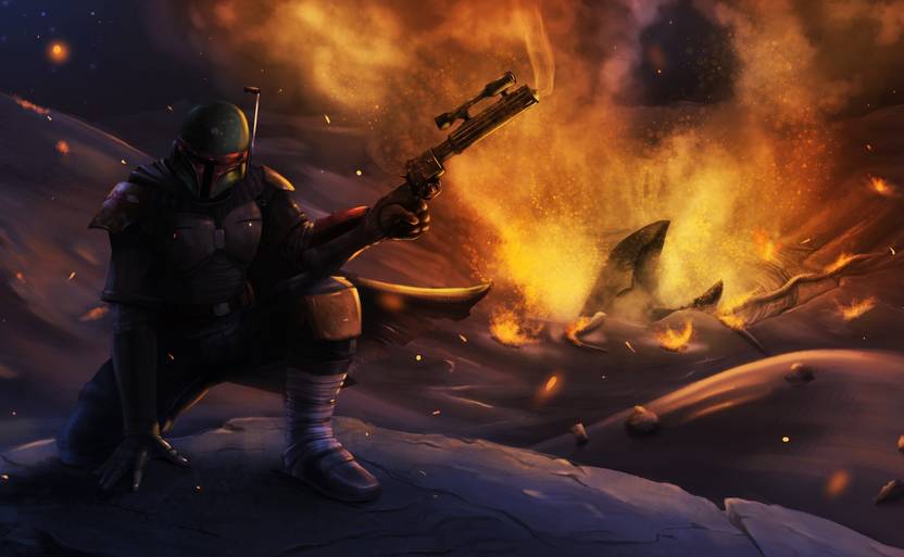 Akhuratha Wall Poster Boba Fett Artwork Science Fiction