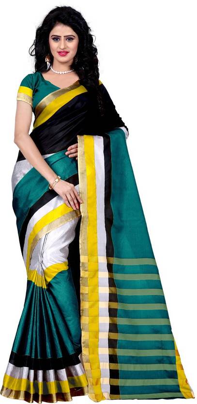 Trendz Style Striped Fashion Tussar Silk Saree