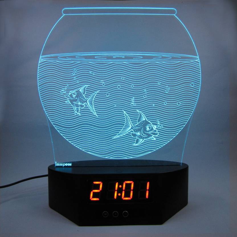 Varna Crafts Lams 3d Illusion Fish Aquarium Big Base With Clock Varna Crafts Lams 3d Illusion Fish Aquarium Big Base With Clock Display Led Night Lamp