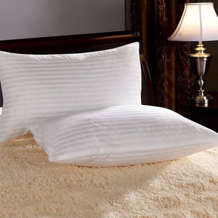 vastukart Polyester Fibre white pillow Rectangle Shape Striped Pattern