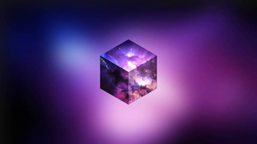 Aabhaas Wall Poster Abstract Cgi Purple Cube Space Paper