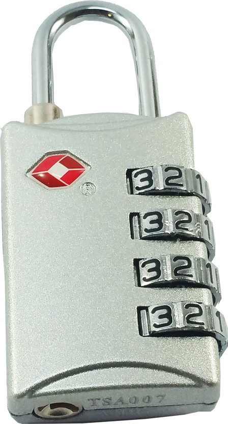 DOCOSS TSA-309- Approved 4 Digit USA luggage Bag Number Resettable Combination Padlock For Travelling International-Silver Safety Lock(Silver)