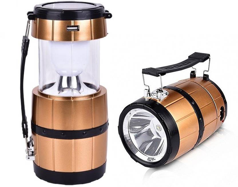 Docoss Camping Barrel 2 In 1 Solar Rechargeable Led Torch Lights Docoss Camping Barrel 2 In 1 Solar Rechargeable Led Torch Lights Portable Lamp Lantern A5 Emergency Light Gold