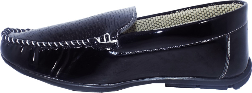 TOIZ MEN BLACK SHINY LOAFER SHOES 