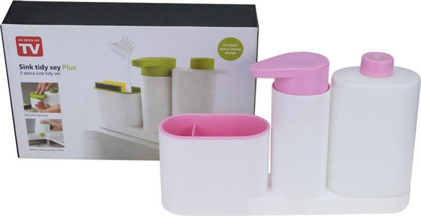 Zevora 3 Piece Sink Tidy Set With Refillable Soap Pump And