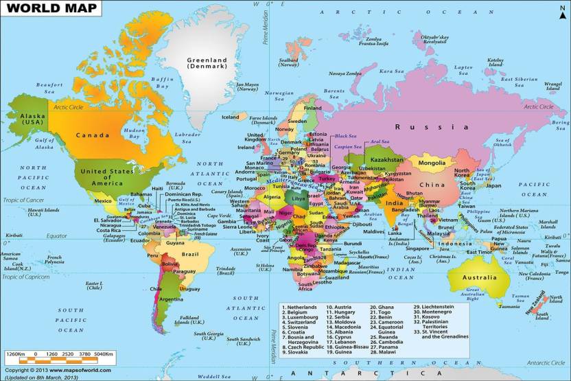 World Political Map Hd Pixel On Large Print 36x24 Inches Photographic