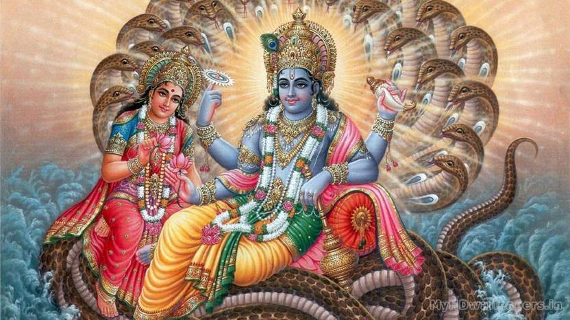 LAXMI JI VISHNU JI NARAYAN HD Wallpaper on Art Paper Fine ...