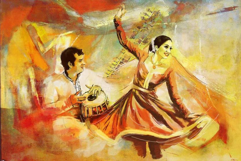 digital painting Kathak Dancer on LARGE PRINT 36X24 INCHES
