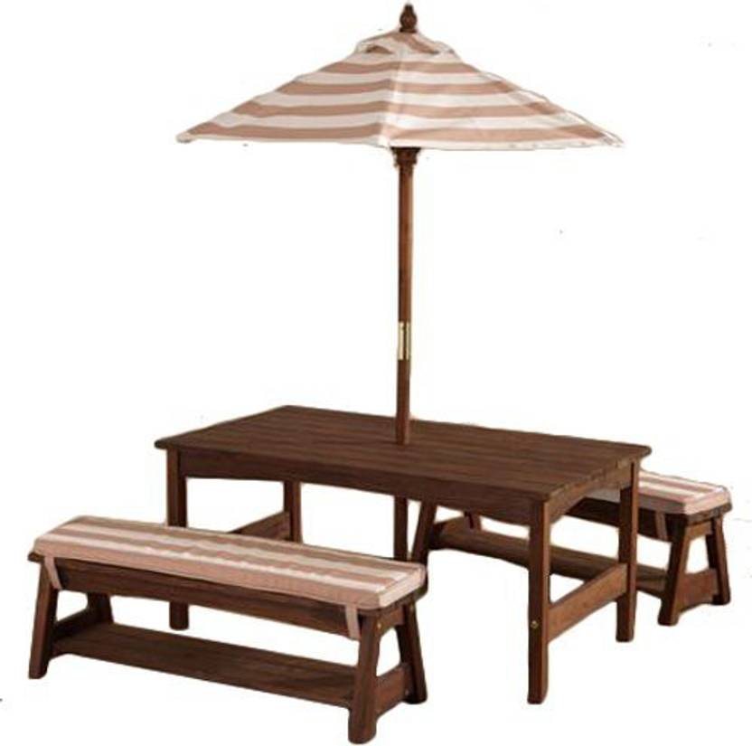 Kidkraft Outdoor Table And Bench Set With Cushions Doll And