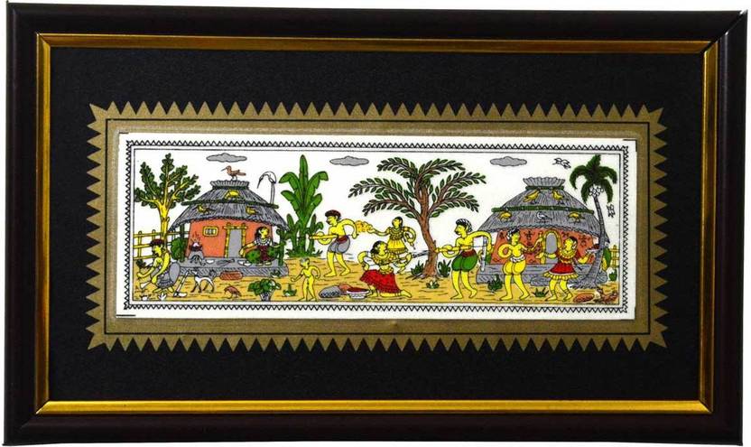 Haastika Handcrafted Traditional Tribal Village People Life Style On Haastika Handcrafted Traditional Tribal Village People Life Style On Pattachitra Wall Paintings Of Orissa 15x25 Cm Watercolor Painting 6 Inch X 10