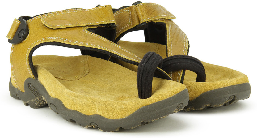 WOODLAND Leather Men Gold Sandals - Buy 