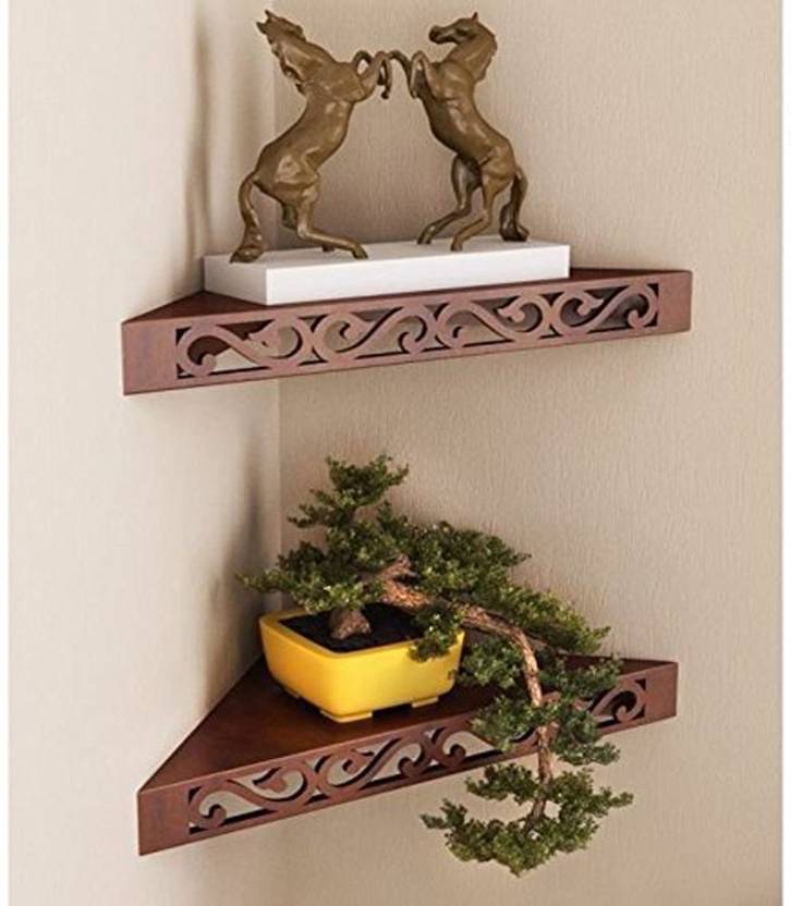 Ruby Perl Wooden Decorative Wall Hanging Shelves For Living Drawing Ruby Perl Wooden Decorative Wall Hanging Shelves For Living Drawing Room Corners Set Of