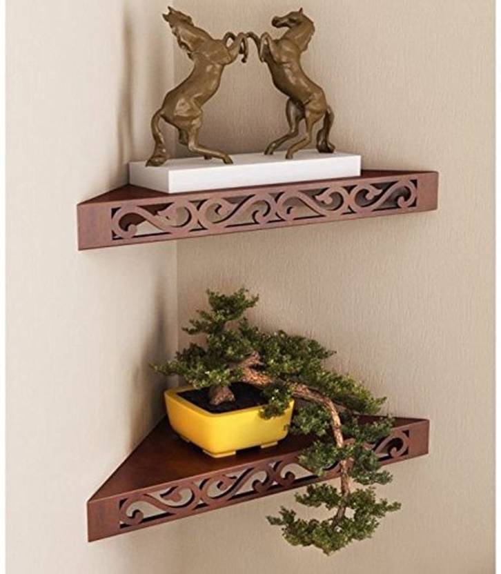 Ruby Perl Wooden Decorative Wall Hanging Shelves For Living