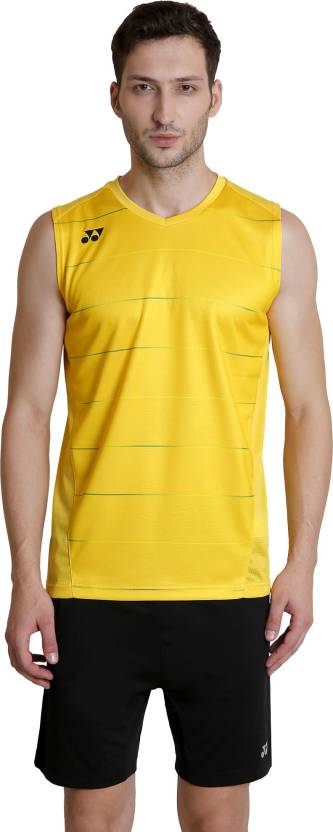 YONEX Striped Men V Neck Yellow T-Shirt - Buy YONEX Striped Men V Neck Yellow  T-Shirt Online at Best Prices in India | Flipkart.com