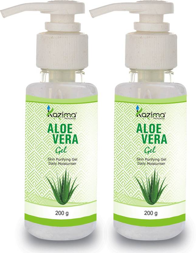 Kazima Pure Natural Aloe Vera Gel 200 Gram Pack Of 2 Ideal For