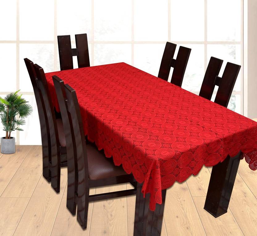 Yellow Weaves Printed 6 Seater Table Cover Yellow Weaves Printed 6 Seater Table Cover Maroon Cotton