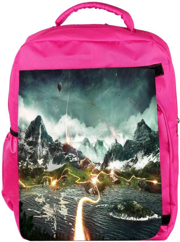 SNOOGG Eco Friendly Canvas Animated Nature View Designer Backpack Rucksack  School Travel Unisex Casual Canvas Bag Bookbag Satchel 5 L Laptop Backpack  Pink - Price in India 