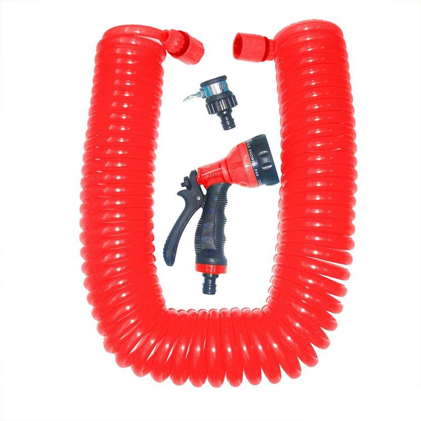 Pepper Agro Car Wash Garden Tools Water Coil Hose Set 50 Feet Red Pepper Agro Car Wash Garden Tools Water Coil Hose Set 50 Feet Red