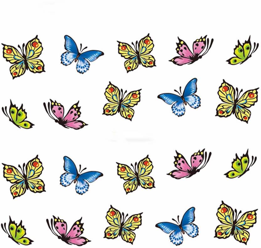 Stz 3 Sheets Water Transfer Nail Art Tip Design Colorful Butterfly