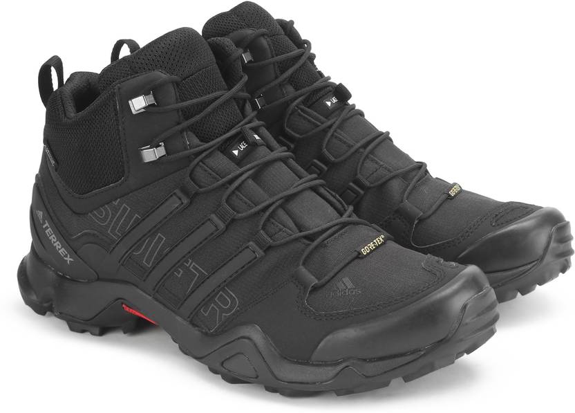 ADIDAS TERREX SWIFT R MID GTX Outdoor Shoes For Men - CBLACK/CBLACK/DKGREY Color ADIDAS TERREX SWIFT R MID GTX Outdoor Shoes For Men Online at Best - Shop for