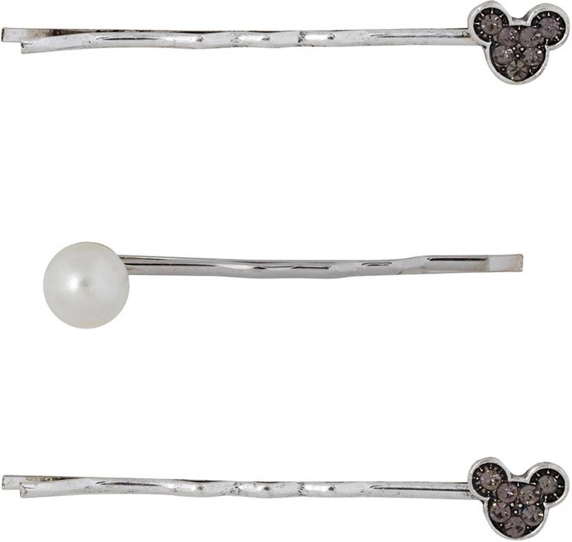 Bijou Vertex Silver Teddy Faux Pearl Embellished Hair Slides