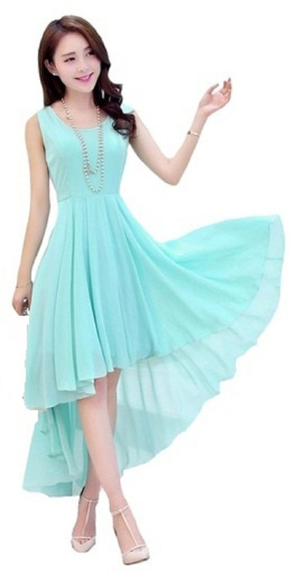 sky blue fit and flare dress