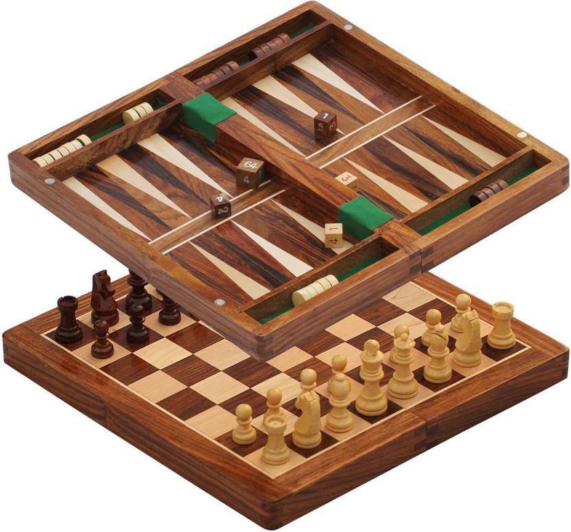 Triple S Handicrafts Folding Chess and Backgammon Strategy & War Games