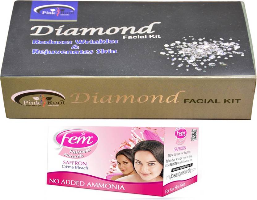 Fem Saffron Bleach Pink Root Diamond Facial Kit 83gm Price In