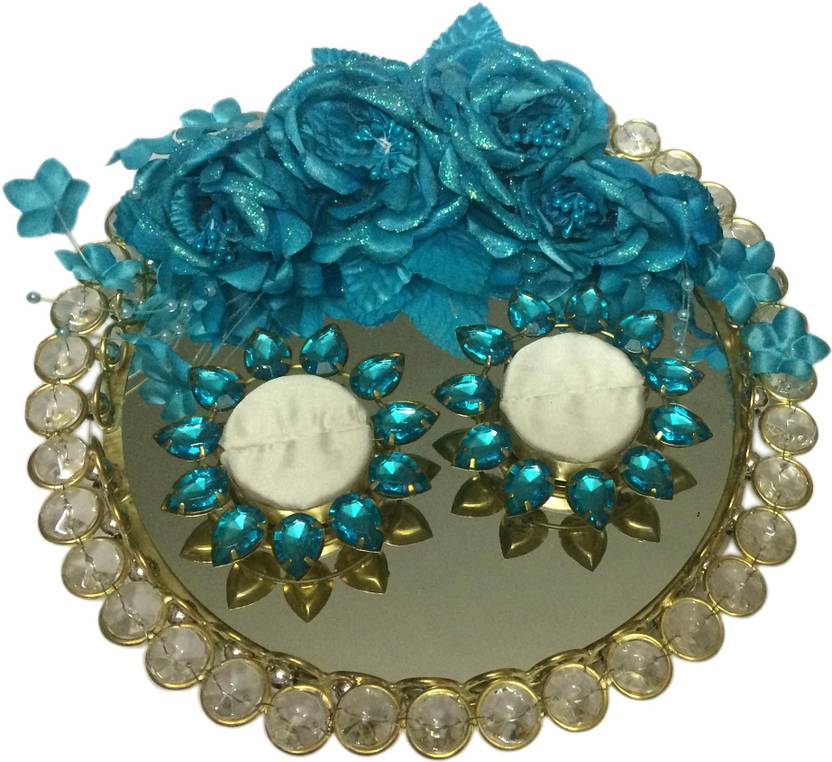 Loopsnknots Blue Wedding Ring Platter With 2 Holder Rp110 Iron Loopsnknots Blue Wedding Ring Platter With 2 Holder Rp110 Iron Gl Decorative
