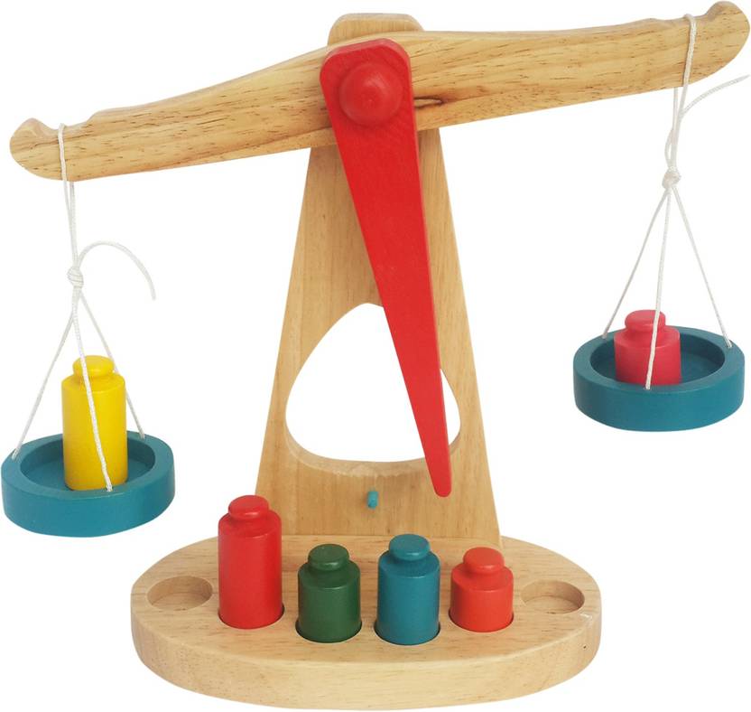Trinkets & More Beam Balance Weighing Scale 6 Colourful Weights
