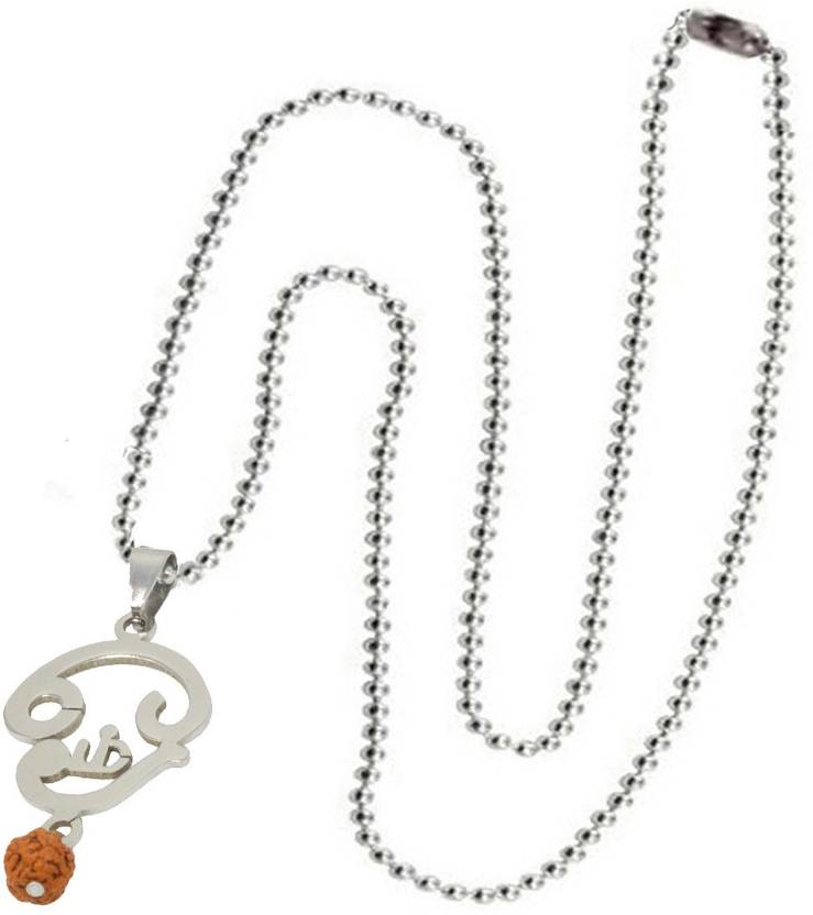 Men Style Tamil Om Locket With Rudraksha Bead Sterling Silver - Tamil Om Pendant Silver Men Style Tamil Om Locket With Rudraksha Bead Sterling Silver - Tamil Om Pendant Silver