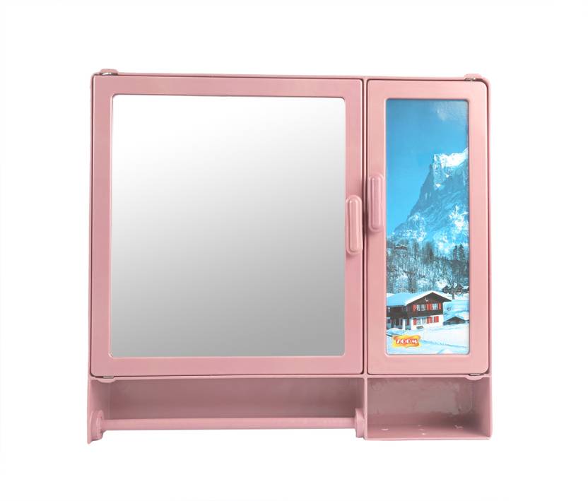 Zoom Erfly Single Mirror Bathroom Cabinet With Storage Chest Shelves Napkin Rod Double Door Plastic Closet 17 X4 X16