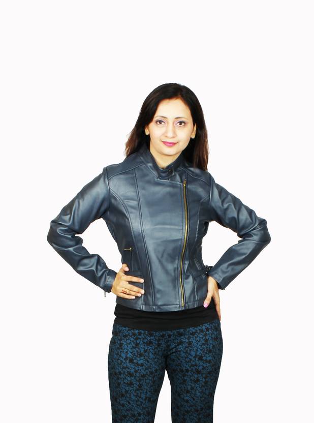 Launcher Full Sleeve Solid Women S Biker Jacket Dark Blue Launcher Full Sleeve Solid Women S Biker Jacket