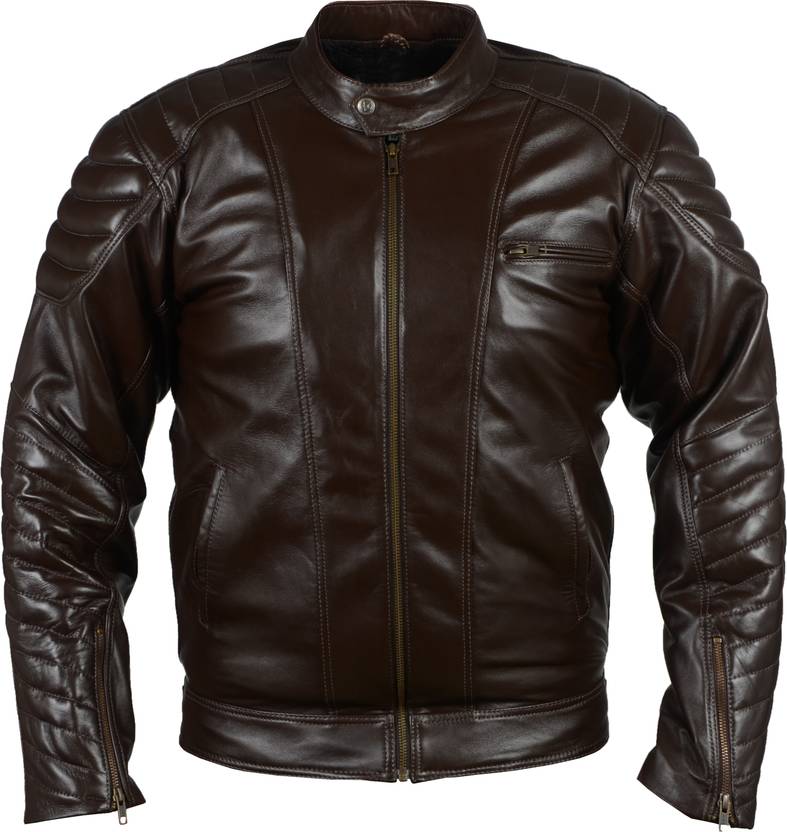 Glam Kills Full Sleeve Solid Men Fine Leather Jacket