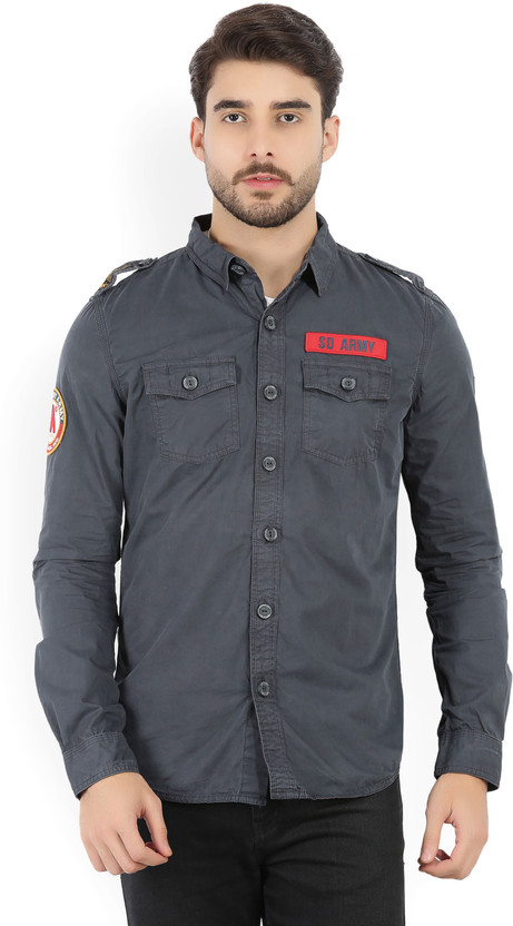 Superdry Men Solid Casual Blue Shirt
