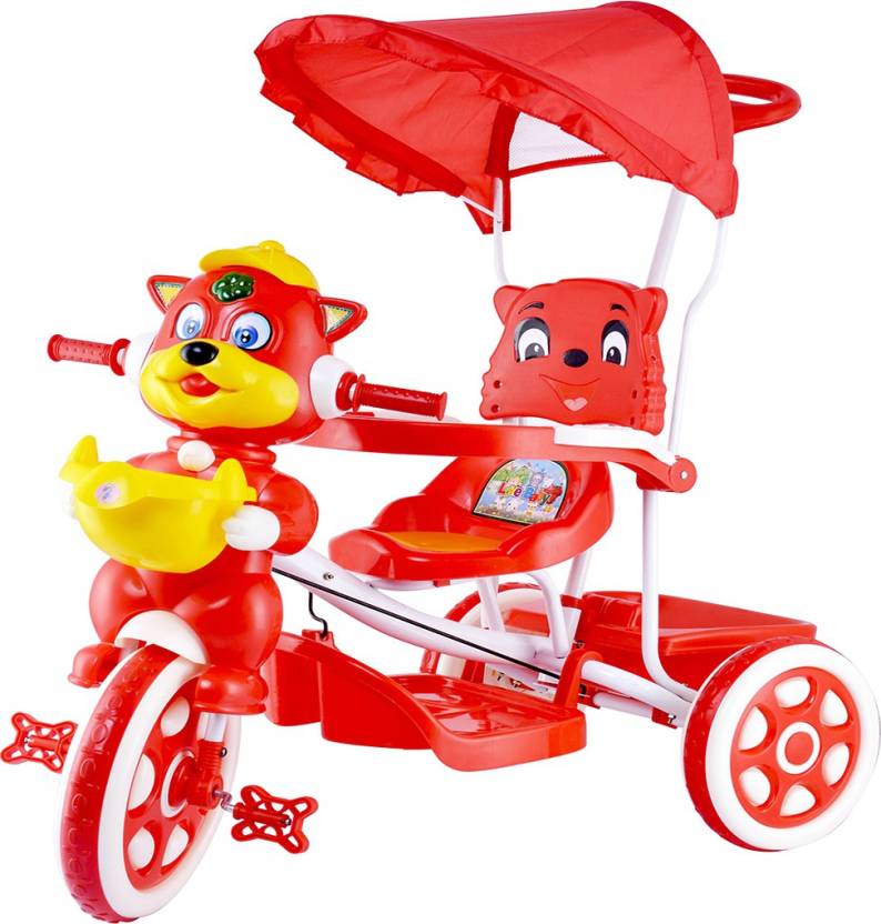 Oximus Baby Tricycle With Canopy and Parent Handle Color Red Tricycle