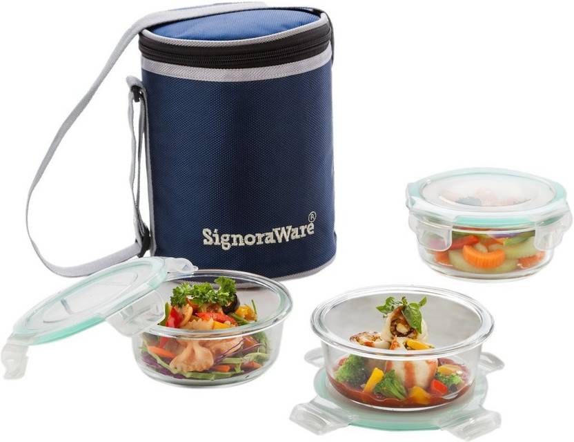 Signoraware Executive Glass 3 Containers Lunch Box 1170 ml