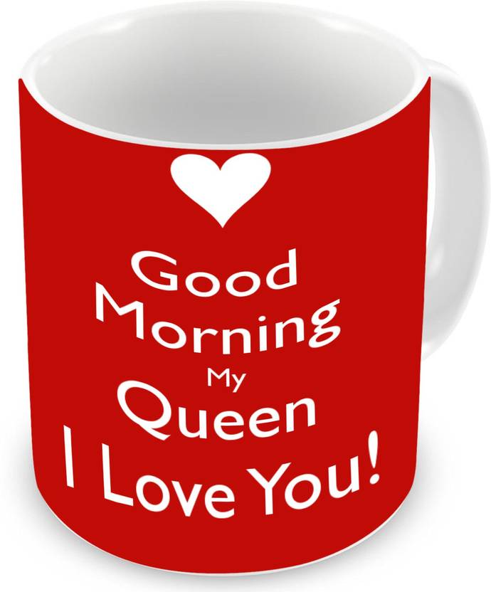Gemshop I Love My Queen I Love You Printed Ceramic Coffee Tea Cup