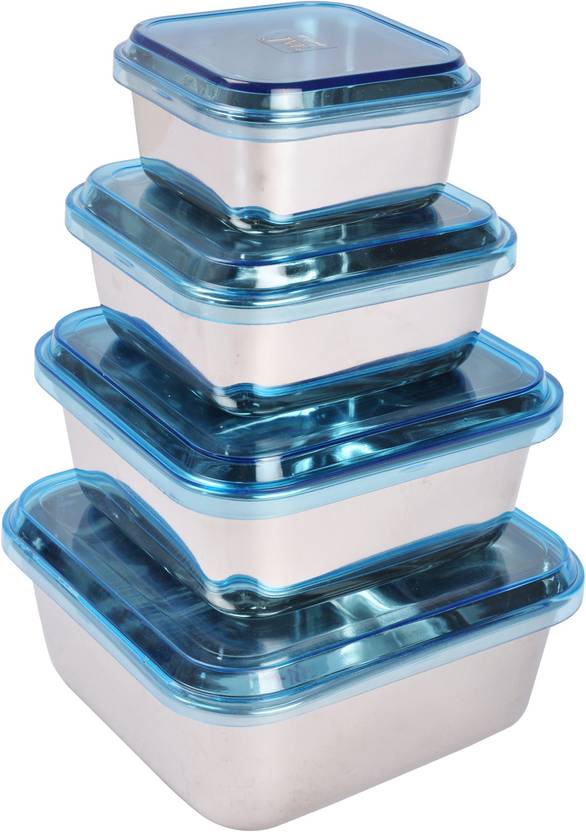 Jvl Combo Set Of Stainless Steel Square Storage Container Acrylic