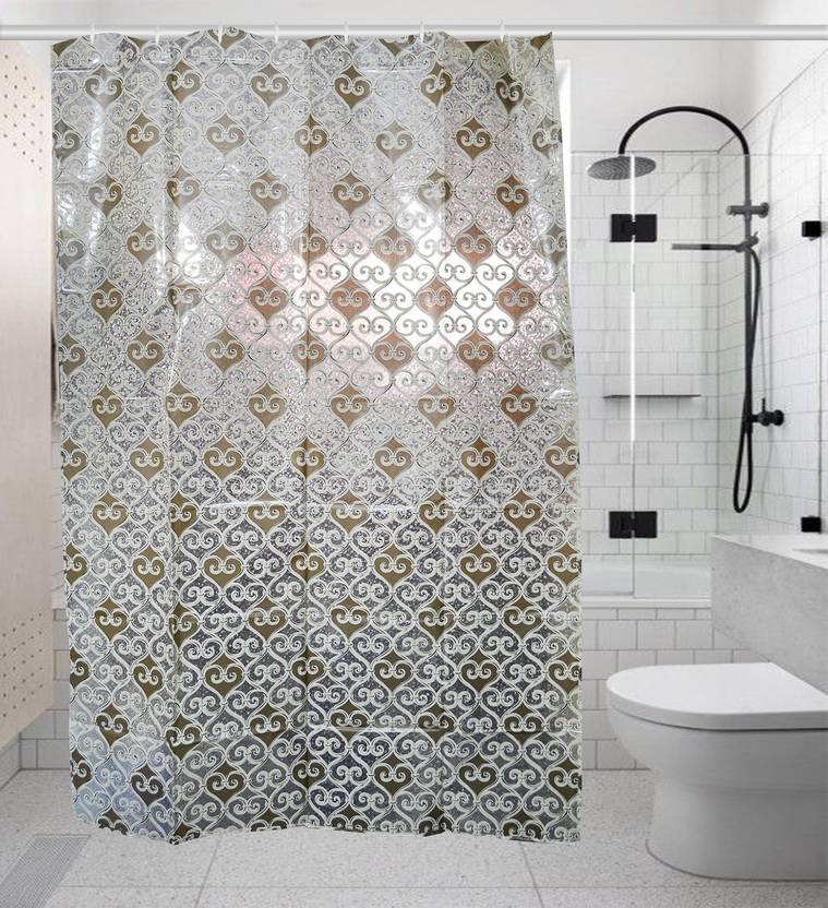 Khushi Creation 82 Cm 3 Ft Pvc Shower Curtain Single Curtain