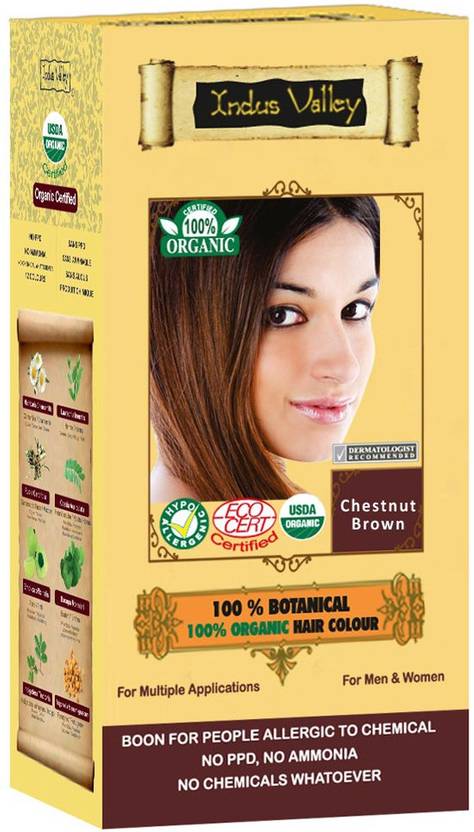 Indus Valley 100 Organic Botanical Chestnut Brown Ppd Free Hair