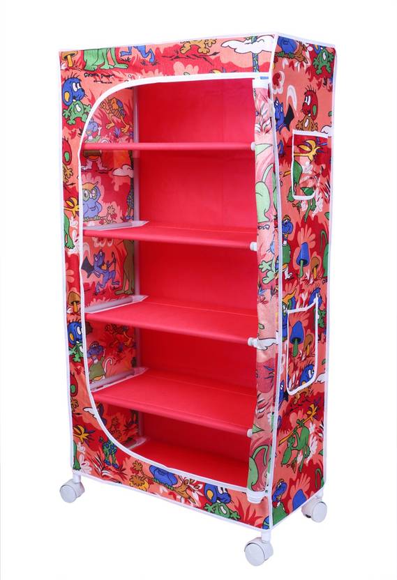 Little One S 5 Shelves Jungle Red Powder Coated Strong Sy Little One S 5 Shelves Jungle Red Powder Coated Strong Sy Carbon Steel Collapsible Wardrobe Finish Color