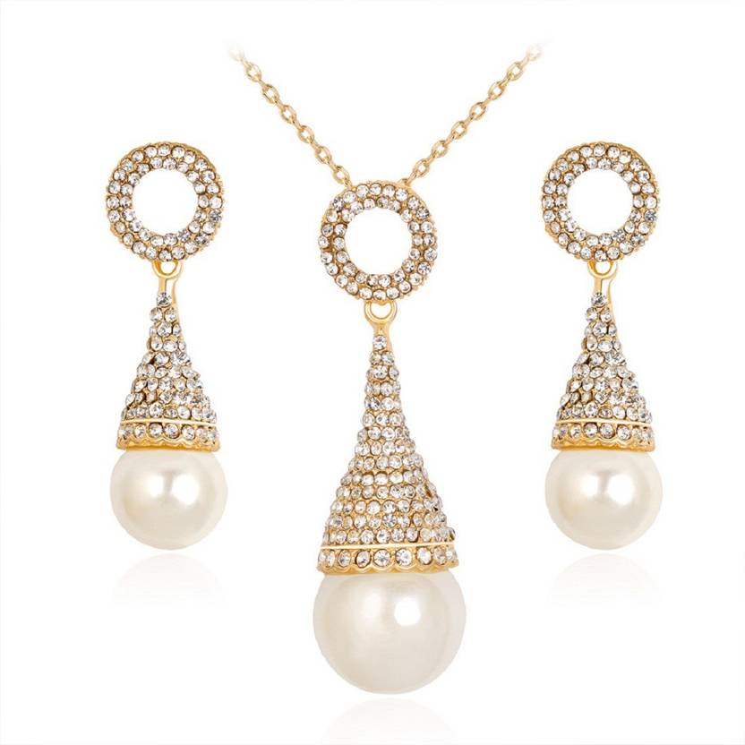 Fabfashion Crystal Ice Cream Shape Pearl Necklace And Earrings Set Fabfashion Crystal Ice Cream Shape Pearl Necklace And Earrings Set For Women S Brooch